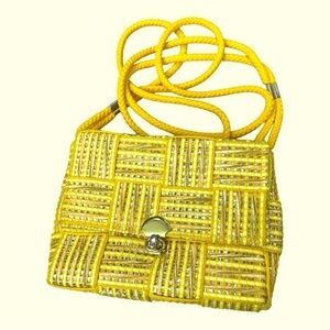 Vintage Warren Reed Italian
Handbag Purse Vintage Beige
Yellow Gld Glitter Weave